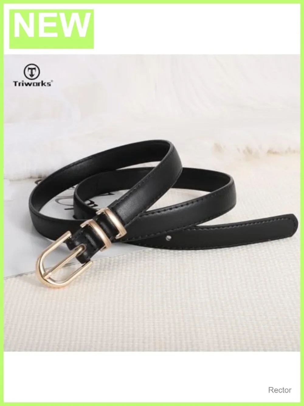 2 Pack Women Skinny Faux Leather Belts Gold Buckle Pants Jeans